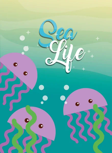 Θάλασσα ζωή κινουμένων σχεδίων — Διανυσματικό Αρχείο