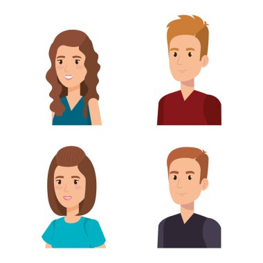 Grup genç insanların avatarları