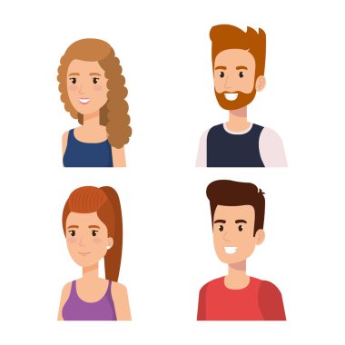 Grup genç insanların avatarları