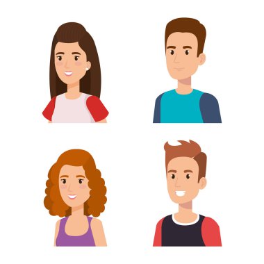 Grup genç insanların avatarları