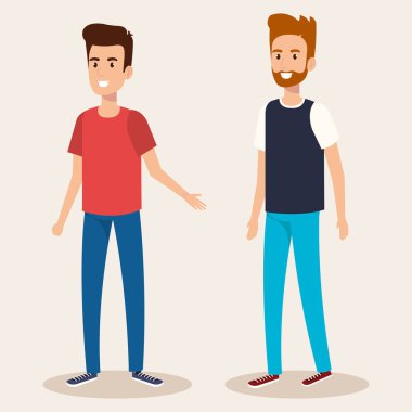 Genç erkek avatarları karakterleri çizimde tasarım vektör