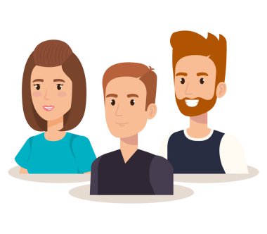 Grup genç insanların avatarları