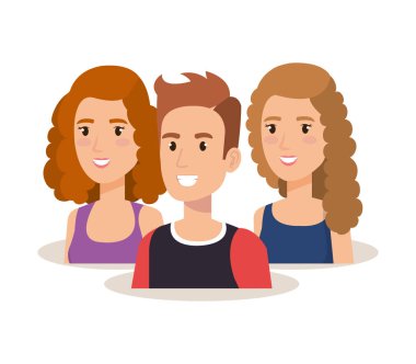 Grup genç insanların avatarları