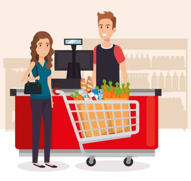 insanlar süpermarket ödeme noktası