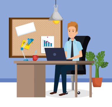 ofiste oturan işadamı