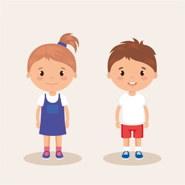 Bambini piccoli personaggi amichevoli — Vettoriale Stock