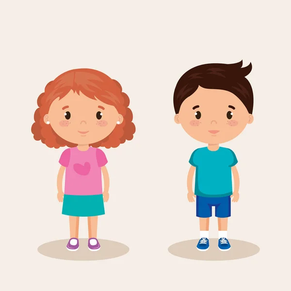 Niños pequeños personajes amistosos — Vector de stock