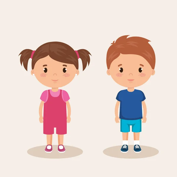 Niños pequeños personajes amistosos — Vector de stock