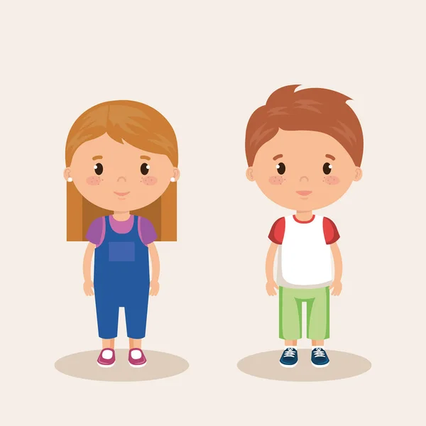 Niños pequeños personajes amistosos — Vector de stock