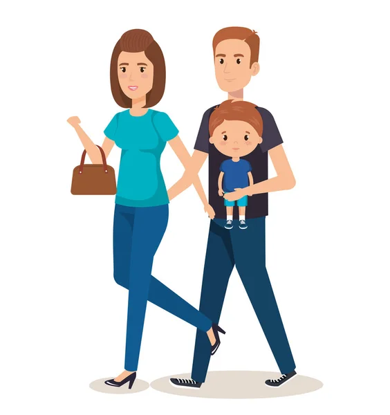 Padre y madre con hijo — Vector de stock