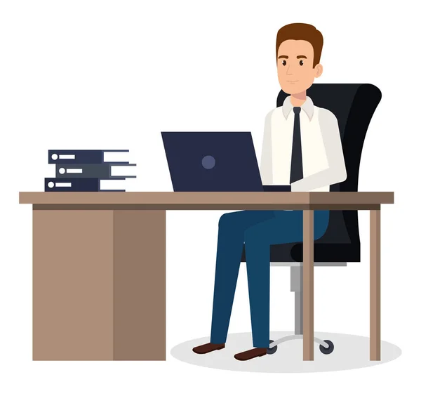 Businessman sitting in the office — Stock Vector