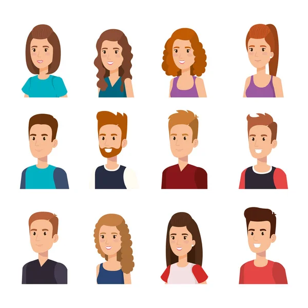 Groupe de jeunes avatars — Image vectorielle