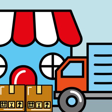 Pazar karton kutular ve kamyon lojistik ve teslimat