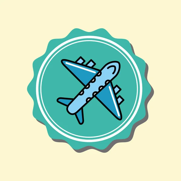 Airplane transport cartoon emblem image — Stock Vector