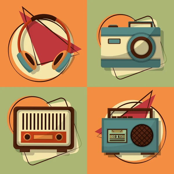 Dispositivos vintage retro —  Vetores de Stock