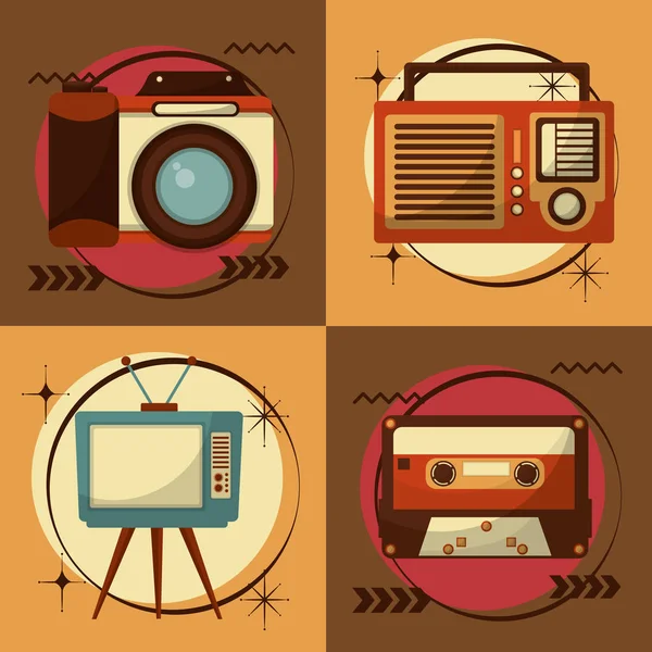 Dispositifs vintage rétro — Image vectorielle