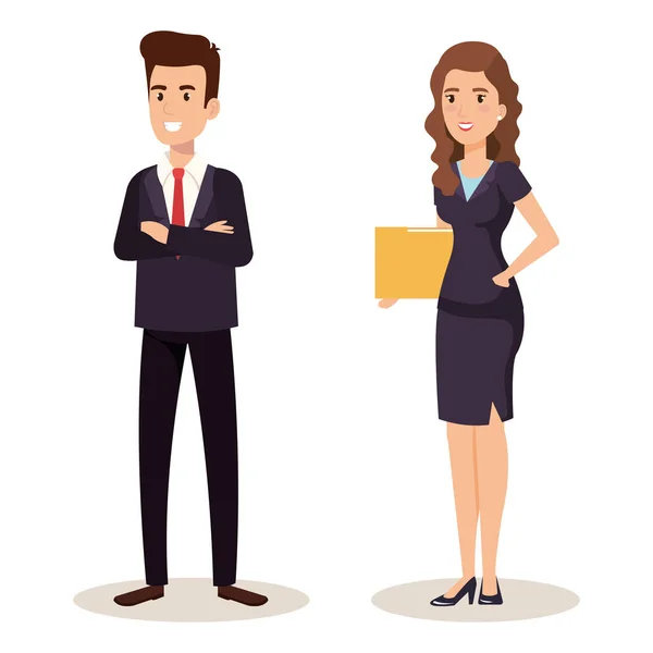 Couple d'affaires avatars isométriques — Image vectorielle