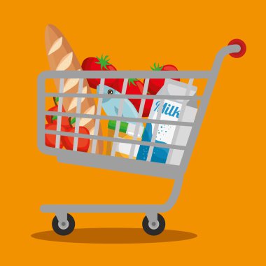 alışveriş sepeti içinde süpermarket ürünleri