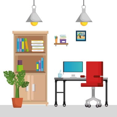 ofis işyeri sahne simgeler