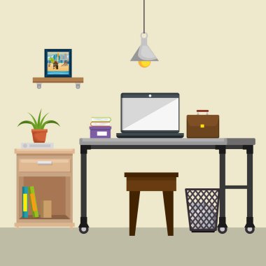 ofis işyeri sahne simgeler