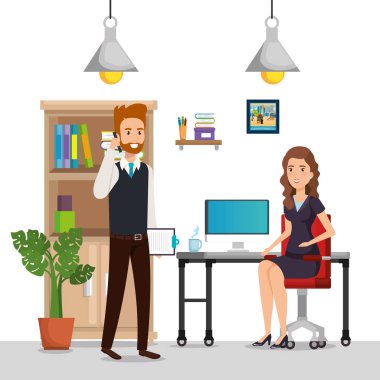 iş adamları Ofis İşyeri sahnesinde