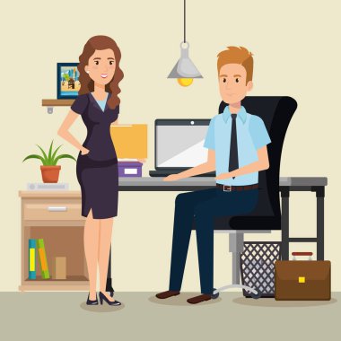 iş adamları Ofis İşyeri sahnesinde