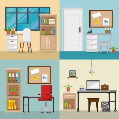 Office işyerleri sahneleri Icons set