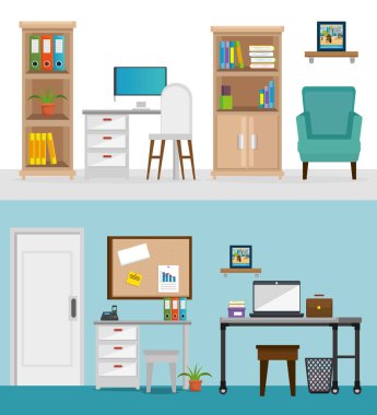 Office işyerleri sahneleri Icons set