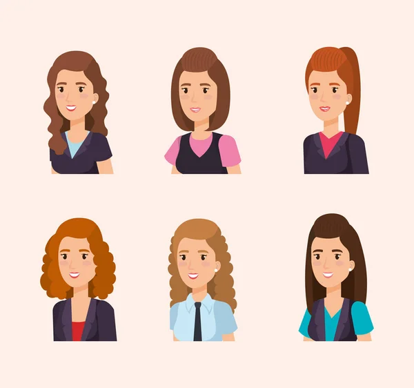 Business Women Isometric Avatars Vector Illustration Design — Stock Vector