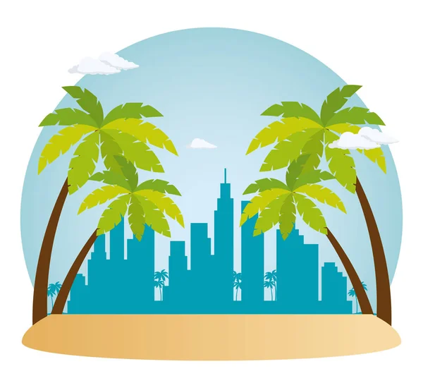 Miami beach cityscape scene — Stock Vector