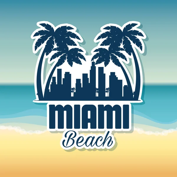Miami Strand Stadtbild Szene — Stockvektor