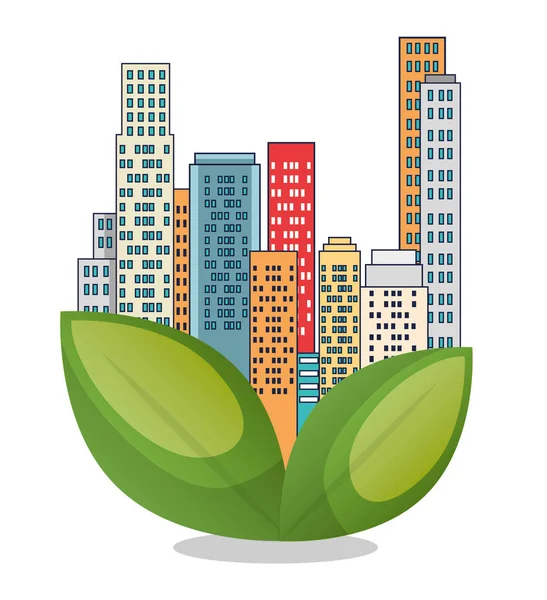 Byggnader ekologi grön stad scen — Stock vektor