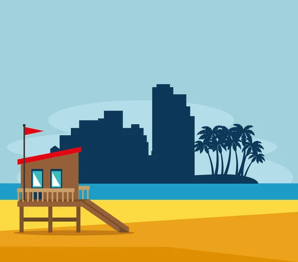 Miami beach cityscape scene — Stock Vector