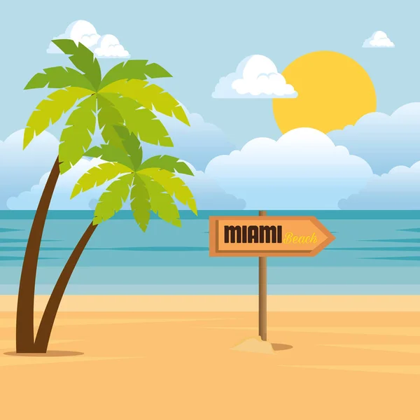 Plage tropicale scène d'été — Image vectorielle