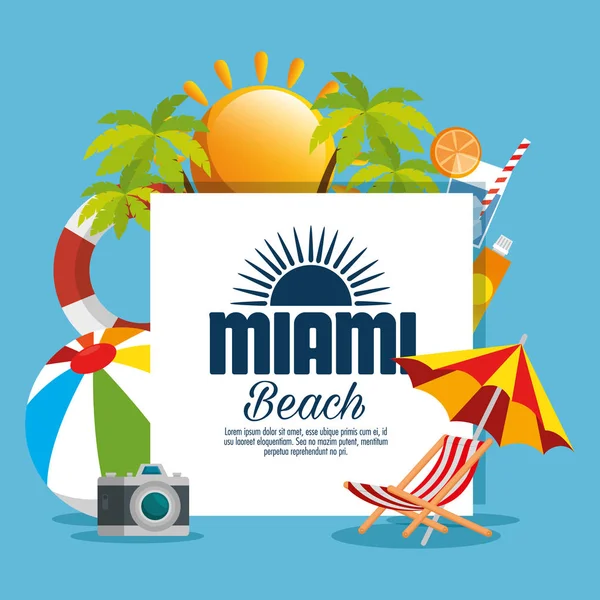 Miami playa verano iconos — Archivo Imágenes Vectoriales