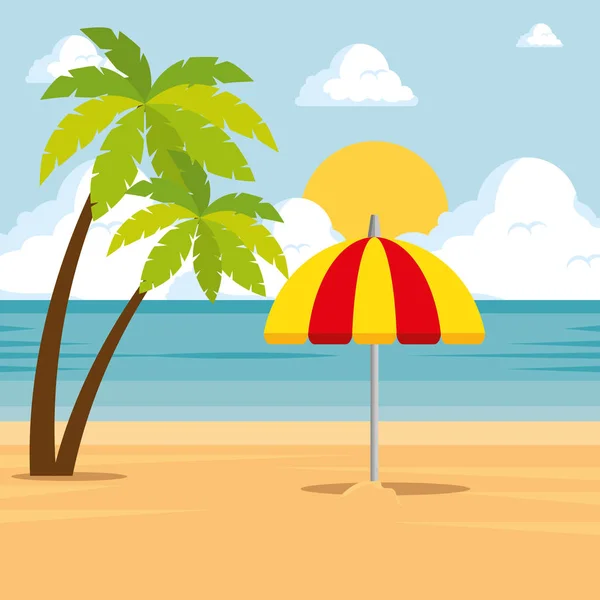 Tropical beach summer scene — Stock Vector