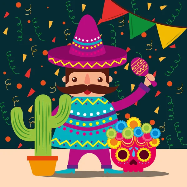 Viva celebración mexicana — Vector de stock