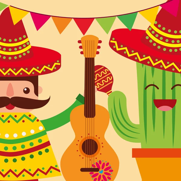 Viva celebración mexicana — Vector de stock