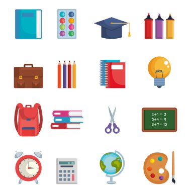 geri okula Icons set