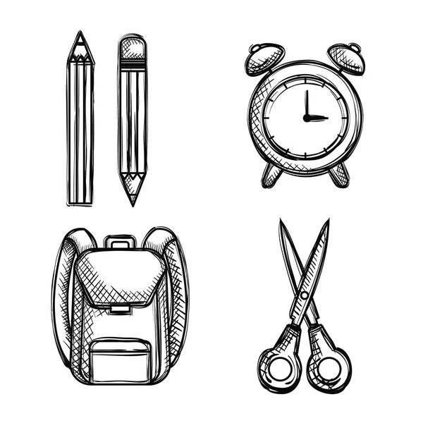 Volver a la escuela set iconos dibujos — Vector de stock