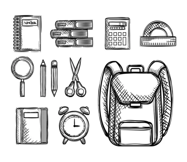 Volver a la escuela set iconos dibujos — Vector de stock