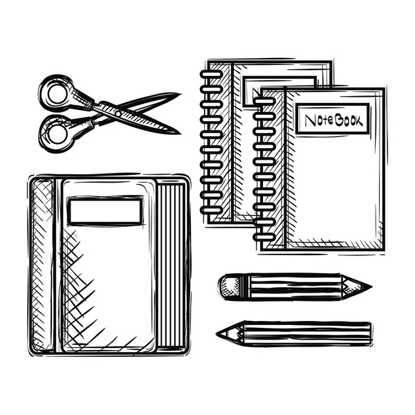 Back to school set icons drawings — Stock Vector