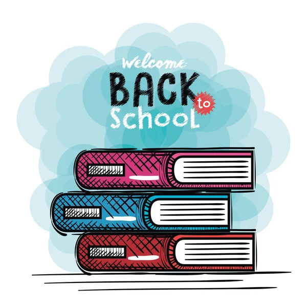 Libros volver al dibujo de la escuela — Vector de stock