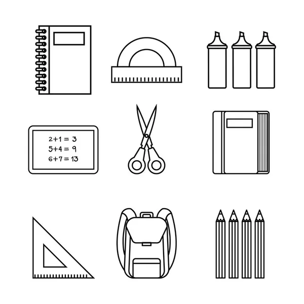 Volver a la escuela set iconos — Vector de stock