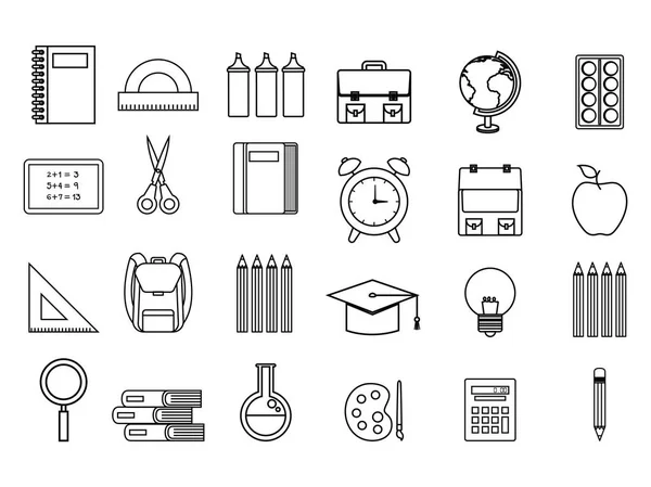 Volver a la escuela set iconos — Vector de stock