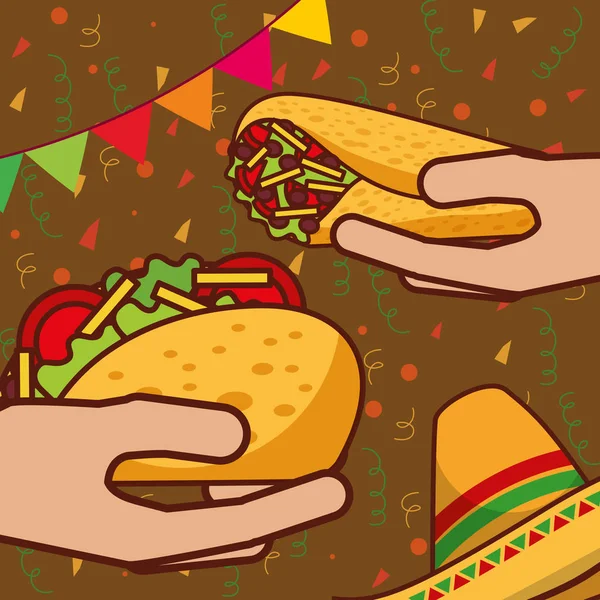 Personnes nourriture mexicaine — Image vectorielle