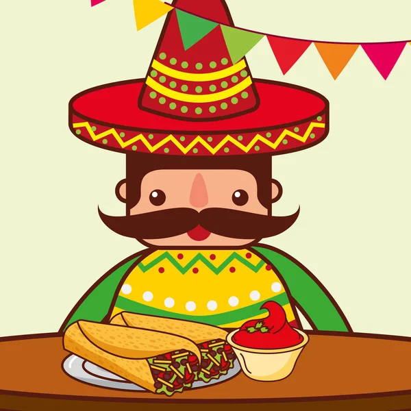 Pessoas comida mexicana — Vetor de Stock