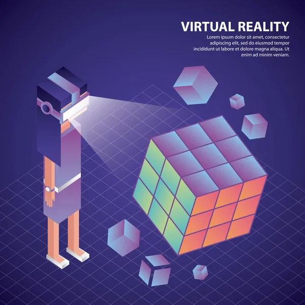 Realidade virtual isométrica — Vetor de Stock