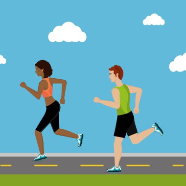 manzara modunda çalışan çift