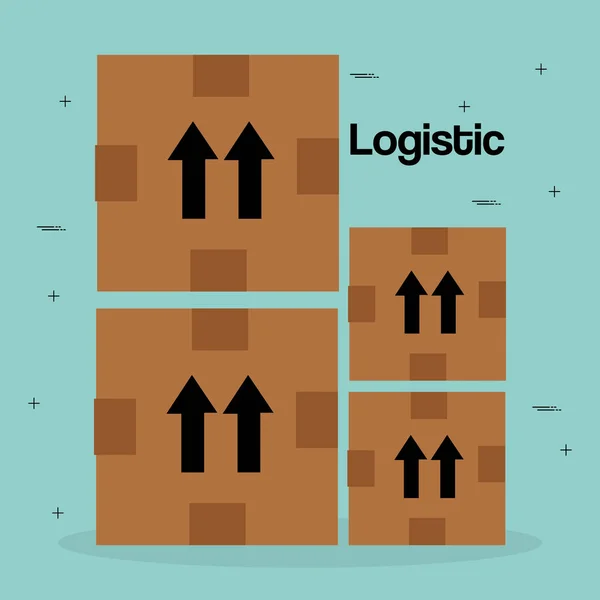 Logidtic υπηρεσία με κουτιά — Διανυσματικό Αρχείο